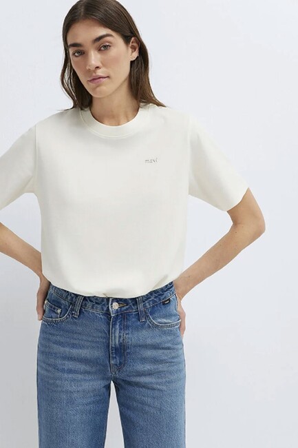 Kadın Mavi Baskılı Tişört 1613882-80194 Ekru (3)