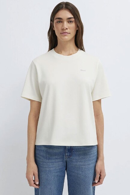 Kadın Mavi Baskılı Tişört 1613882-80194 Ekru - Thumbnail