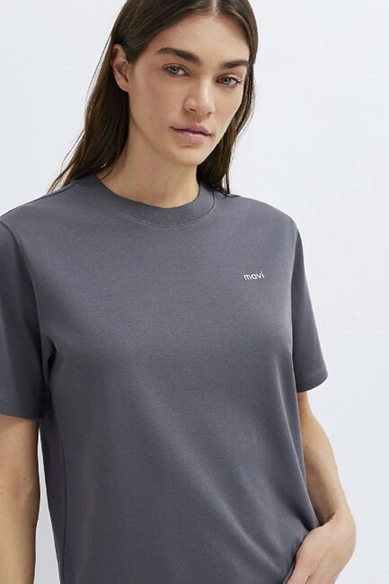 Kadın Mavi Baskılı Tişört 1613882-83620 Gri (2)