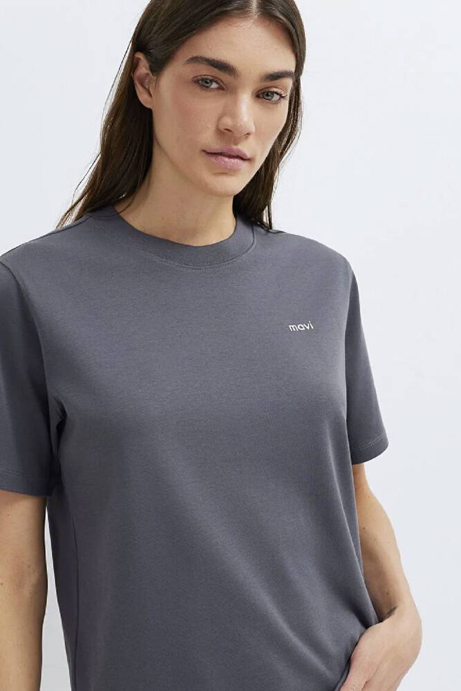 Kadın Mavi Baskılı Tişört 1613882-83620 Gri 