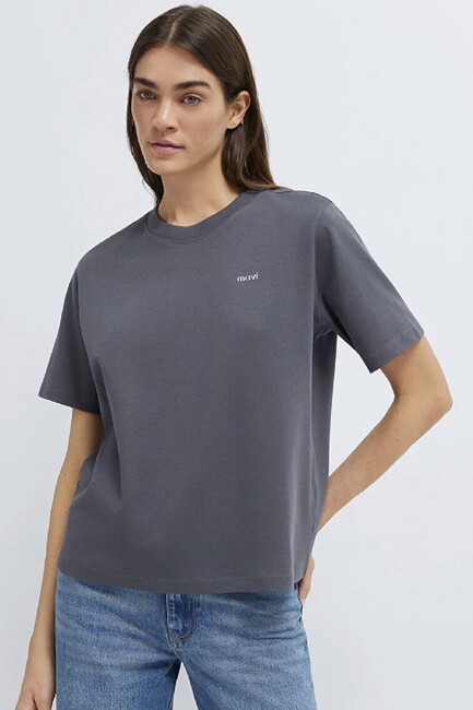 Kadın Mavi Baskılı Tişört 1613882-83620 Gri (3)