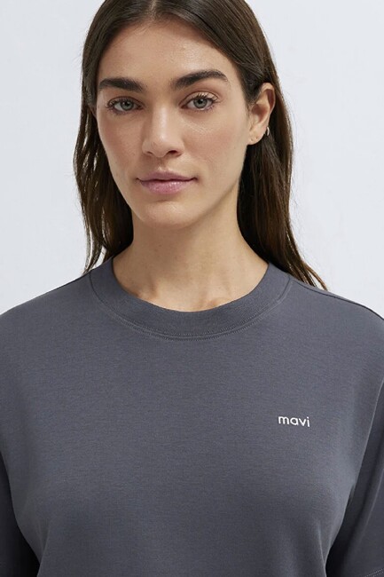 Kadın Mavi Baskılı Tişört 1613882-83620 Gri - Thumbnail