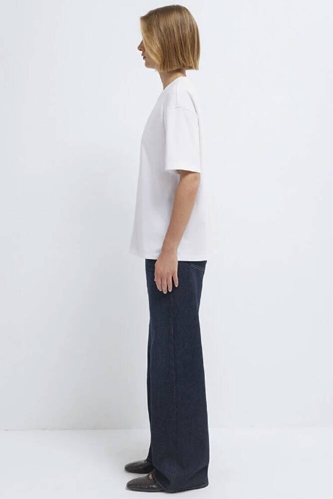 Kadın Mavi Baskılı Tişört 1613884-620 Beyaz 