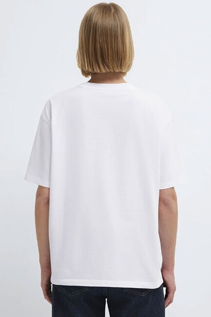 Kadın Mavi Baskılı Tişört 1613884-620 Beyaz - Thumbnail