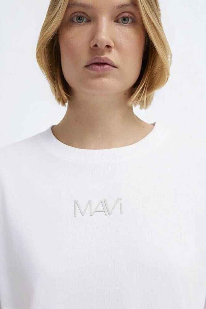 Kadın Mavi Baskılı Tişört 1613884-620 Beyaz 