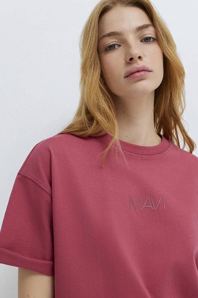 Kadın Mavi Baskılı Tişört 1613884-70398 Pembe 