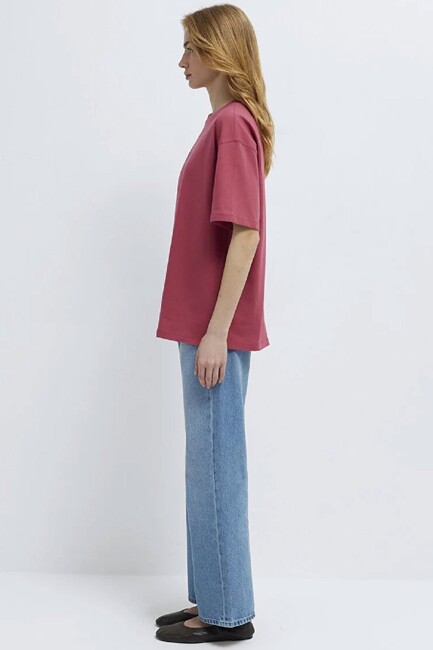 Kadın Mavi Baskılı Tişört 1613884-70398 Pembe - Thumbnail