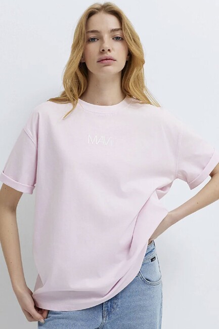 Kadın Mavi Baskılı Tişört 1613884-70513 Pembe (1)