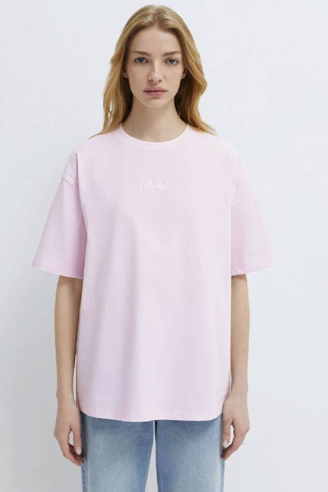 Kadın Mavi Baskılı Tişört 1613884-70513 Pembe 