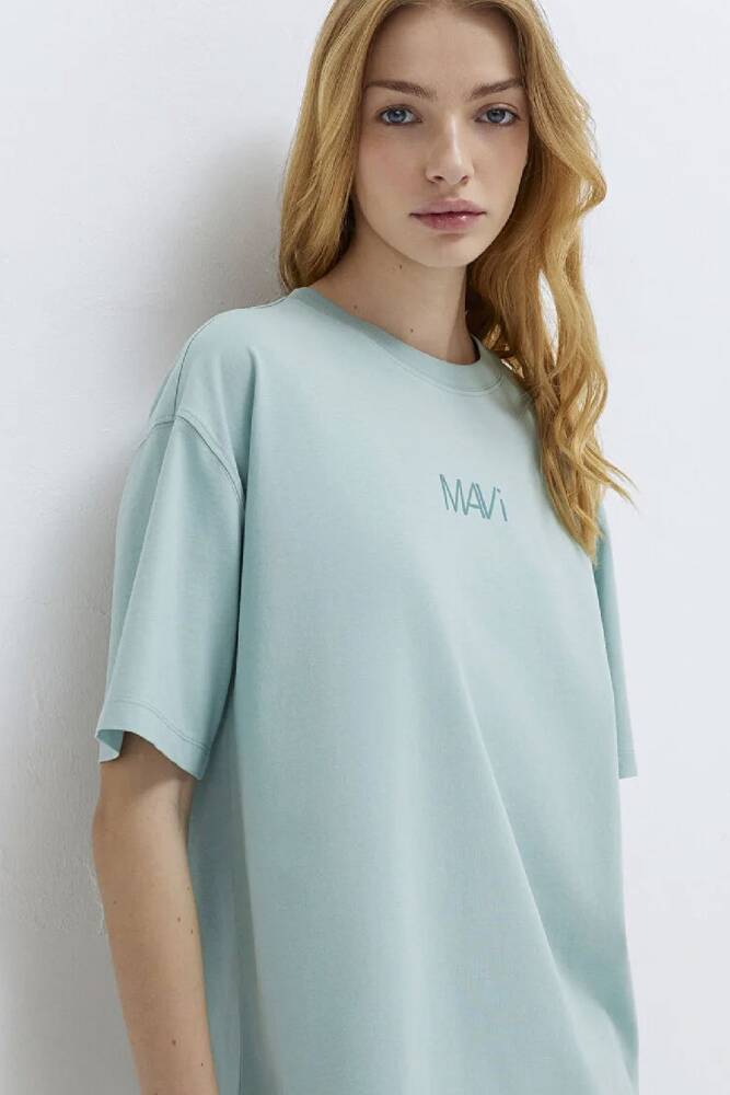 Kadın Mavi Baskılı Tişört 1613884-71456 Mavi 