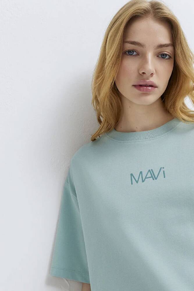 Kadın Mavi Baskılı Tişört 1613884-71456 Mavi 
