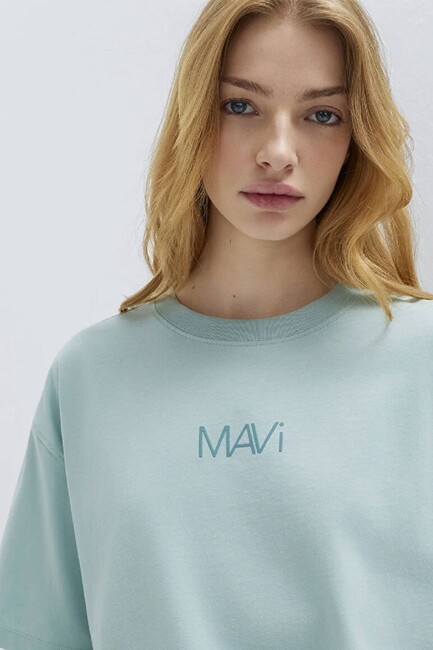 Kadın Mavi Baskılı Tişört 1613884-71456 Mavi (3)