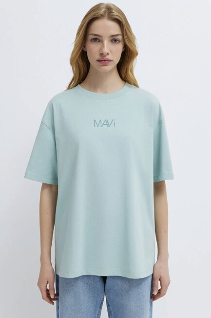 Kadın Mavi Baskılı Tişört 1613884-71456 Mavi - Thumbnail