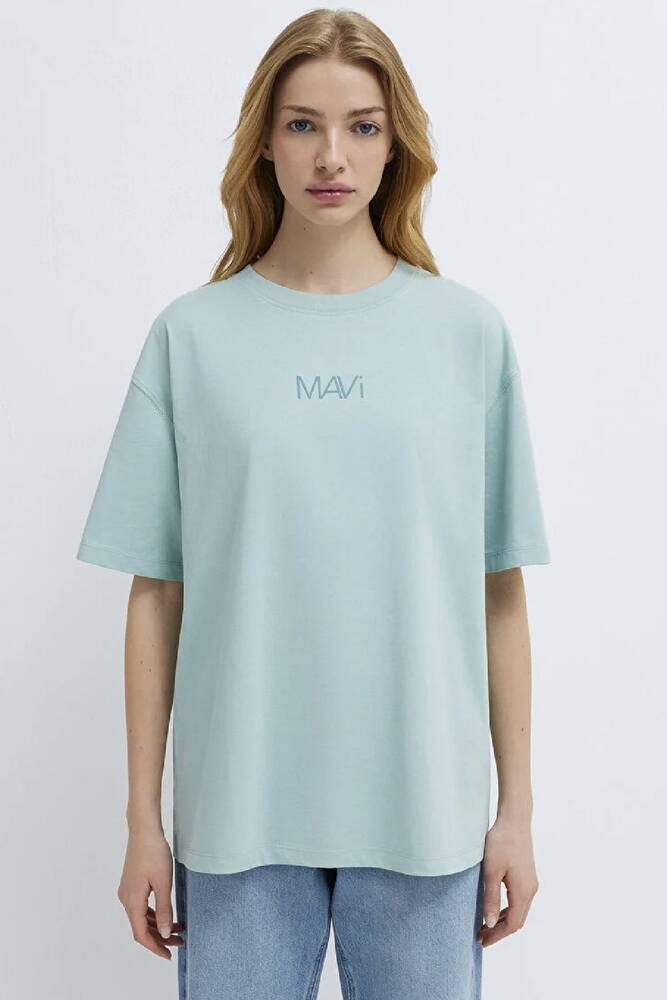 Kadın Mavi Baskılı Tişört 1613884-71456 Mavi 