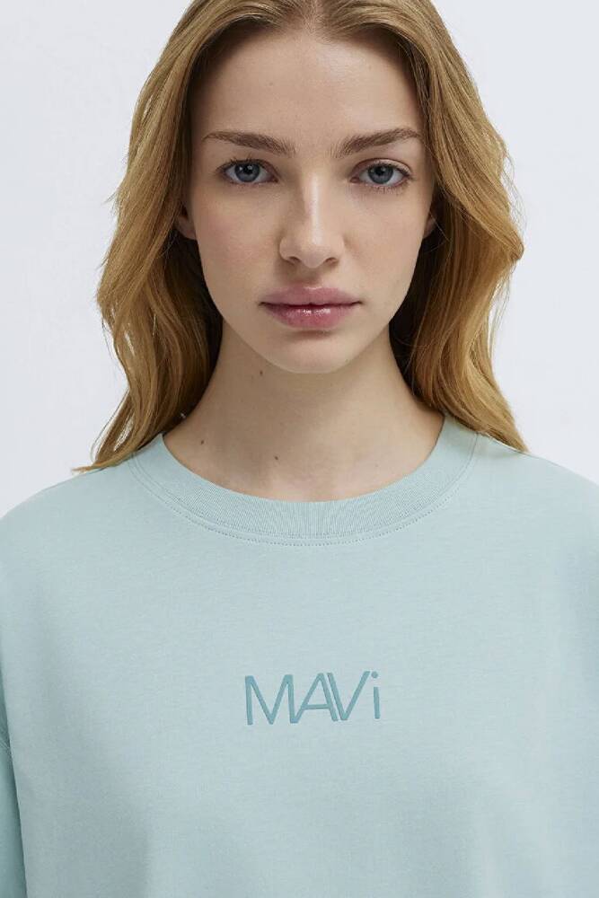 Kadın Mavi Baskılı Tişört 1613884-71456 Mavi 