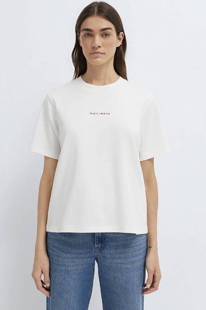 Kadın Mavi Baskılı Tişört 1613890-80194 Ekru 