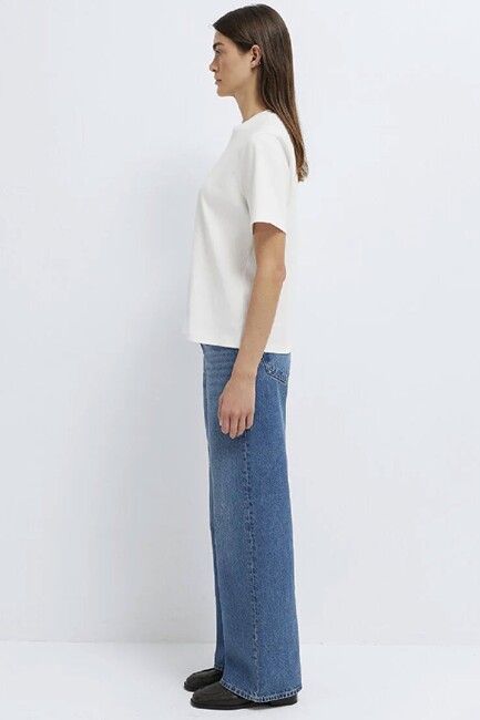 Kadın Mavi Baskılı Tişört 1613890-80194 Ekru - Thumbnail