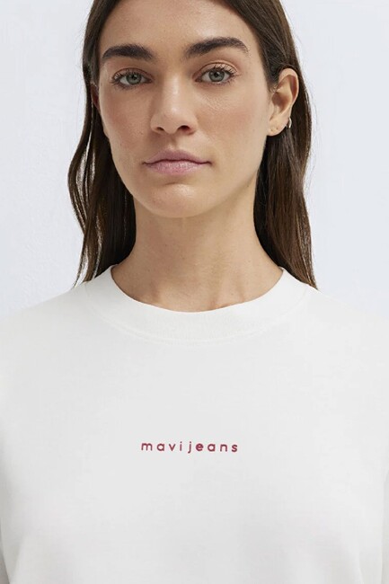 Kadın Mavi Baskılı Tişört 1613890-80194 Ekru - Thumbnail