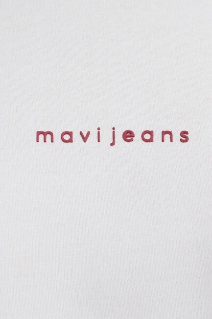 Kadın Mavi Baskılı Tişört 1613890-80194 Ekru - Thumbnail