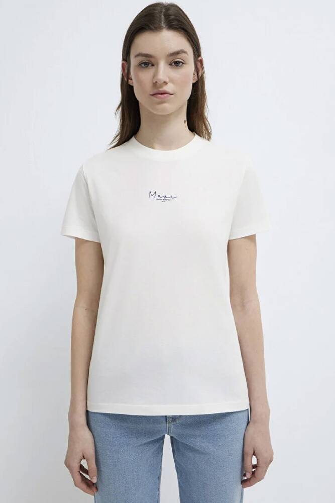 Kadın Mavi Baskılı Tişört 1613900-70057 Ekru 