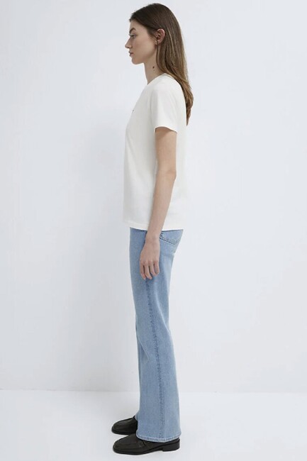Kadın Mavi Baskılı Tişört 1613900-70057 Ekru - Thumbnail