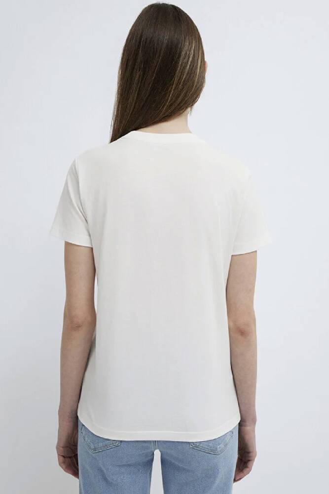 Kadın Mavi Baskılı Tişört 1613900-70057 Ekru 
