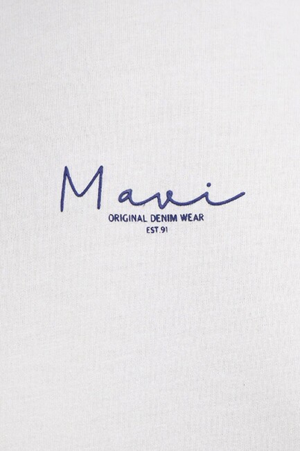 Kadın Mavi Baskılı Tişört 1613900-70057 Ekru - Thumbnail