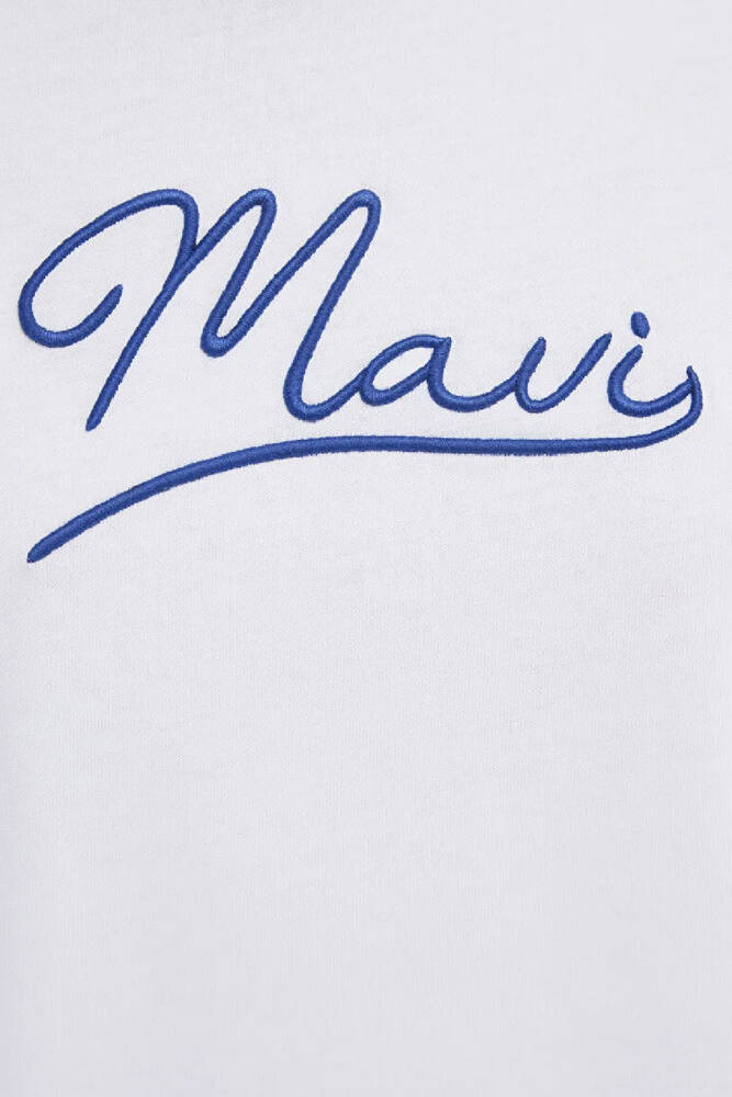 Kadın Mavi Jeans Baskılı Tişört 1612421-620 Beyaz 