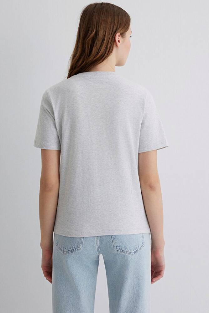 Kadın Mavi Jeans Baskılı Tişört 1612421-87033 Gri 