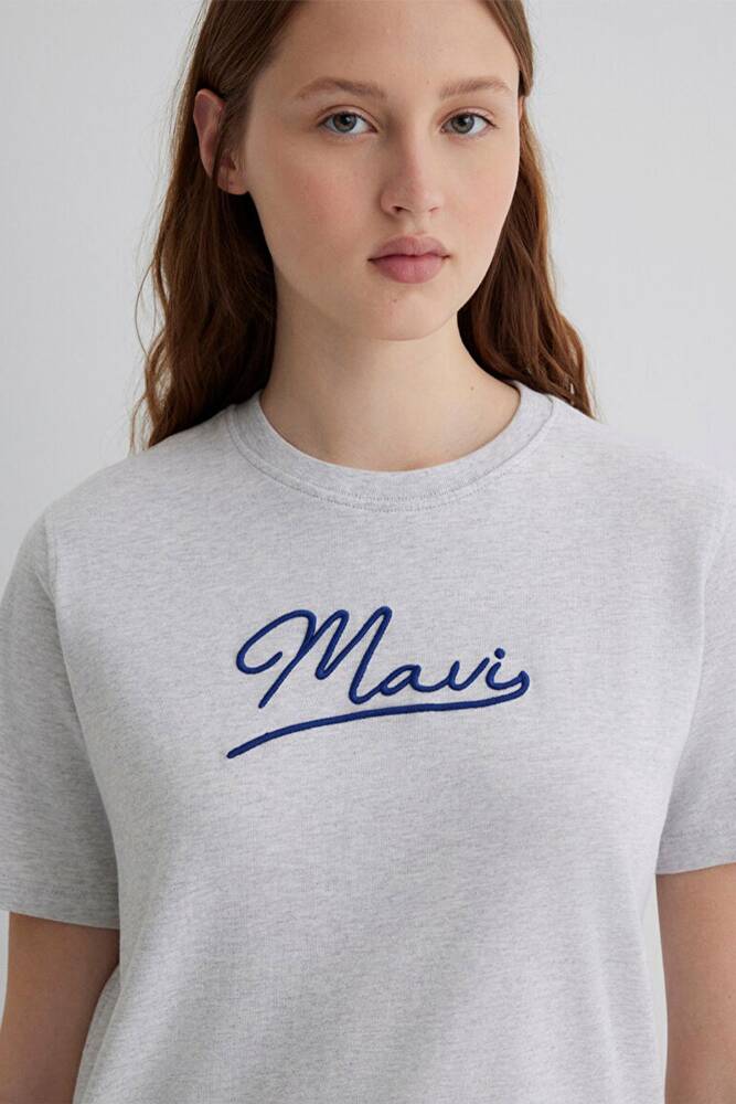 Kadın Mavi Jeans Baskılı Tişört 1612421-87033 Gri 