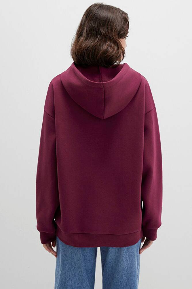 Kadın Mavi Kapüşonlu Sweat 1600361-90705 Bordo 