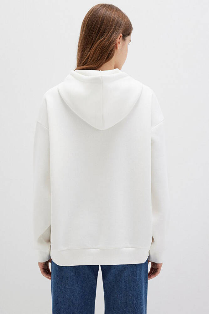 Kadın Mavi Logo Kapüşonlu Sweat 1600361-81964 Beyaz 