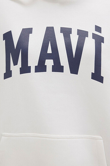 Kadın Mavi Logo Kapüşonlu Sweat 1600361-81964 Beyaz - Thumbnail