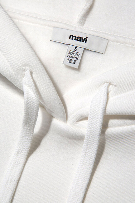 Kadın Mavi Logo Kapüşonlu Sweat 1600361-81964 Beyaz - Thumbnail