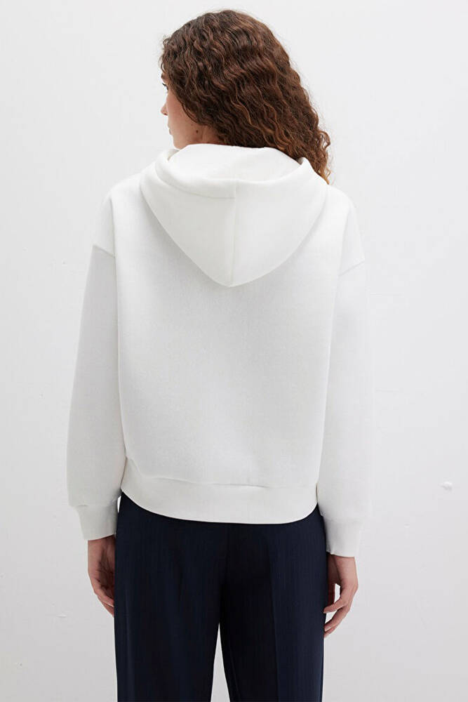Kadın Mavi Logo Baskılı Kapüşonlu Sweat 168334-81964 Beyaz 