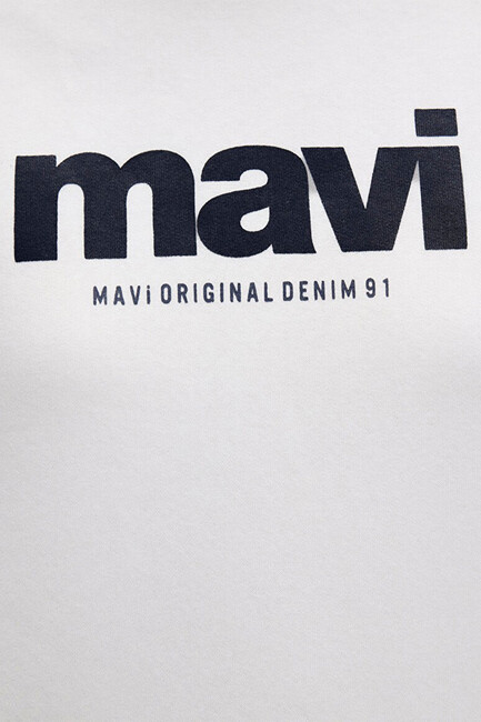 Kadın Mavi Logo Baskılı Kapüşonlu Sweat 168334-81964 Beyaz - Thumbnail