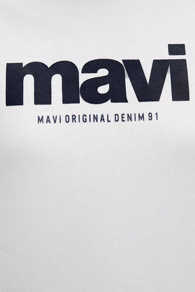 Kadın Mavi Logo Baskılı Kapüşonlu Sweat 168334-81964 Beyaz 
