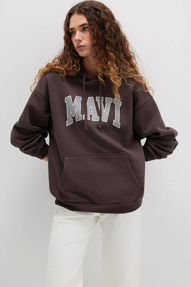 Kadın Mavi Logo Baskılı Sweat 1600361-70222 Kahve 