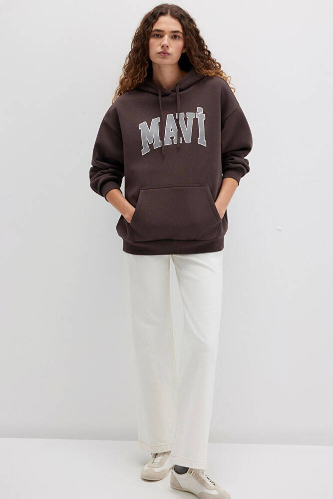 Kadın Mavi Logo Baskılı Sweat 1600361-70222 Kahve 