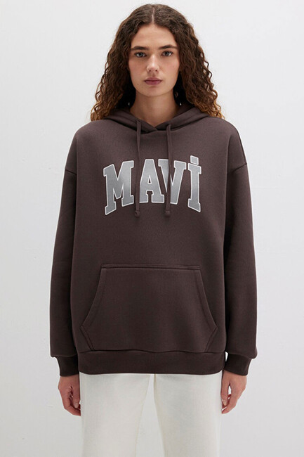 Kadın Mavi Logo Baskılı Sweat 1600361-70222 Kahve (3)