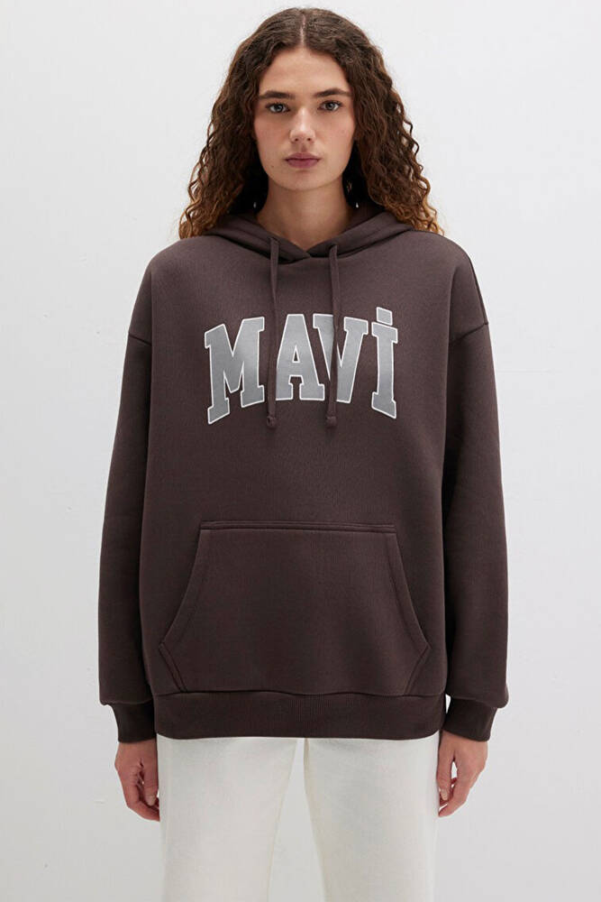 Kadın Mavi Logo Baskılı Sweat 1600361-70222 Kahve 