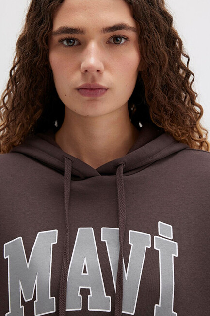 Kadın Mavi Logo Baskılı Sweat 1600361-70222 Kahve - Thumbnail