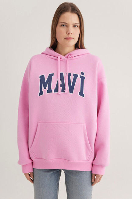 Kadın Mavi Logo Baskılı Sweat 1600361-71038 Pembe - Thumbnail