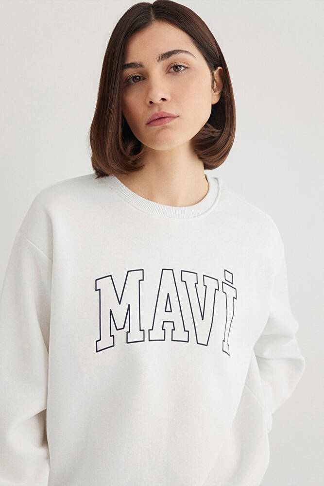 Kadın Mavi Logo Baskılı Sweat 1611192-70057 Beyaz 