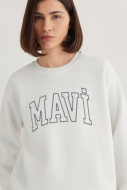 Kadın Mavi Logo Baskılı Sweat 1611192-70057 Beyaz (2)