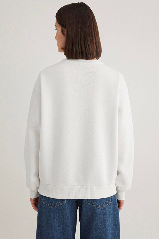 Kadın Mavi Logo Baskılı Sweat 1611192-70057 Beyaz 