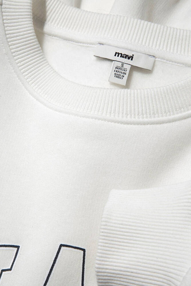 Kadın Mavi Logo Baskılı Sweat 1611192-70057 Beyaz 