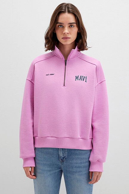 Kadın Mavi Logo Baskılı Sweat 1S10373-71067 Pembe (3)