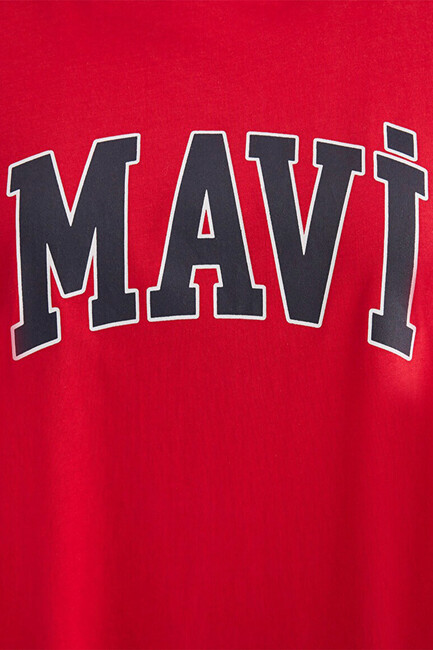 Kadın Mavi Logo Baskılı Tişört 1600843-82054 Kırmızı - Thumbnail