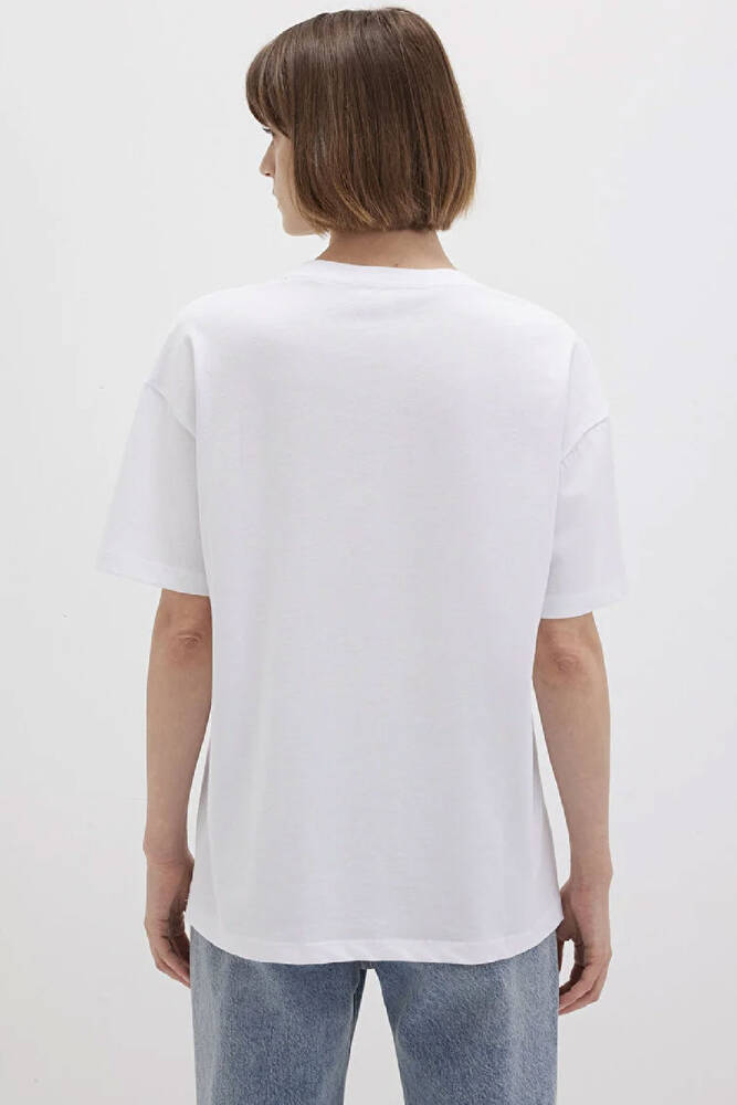 Kadın Mavi Logo Baskılı Tişört 1611309-620 Beyaz 